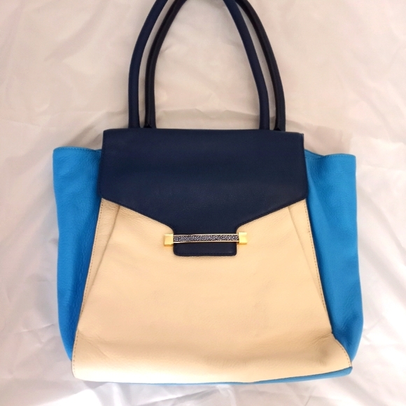 Vince Camuto Handbags - Vince Camuto Pebbled Leather Tote Bag Blue